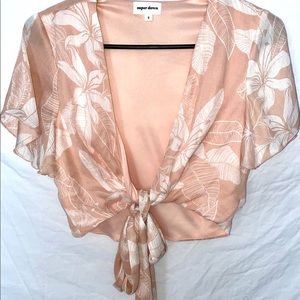 Floral Tie Around Low Cut Shirt